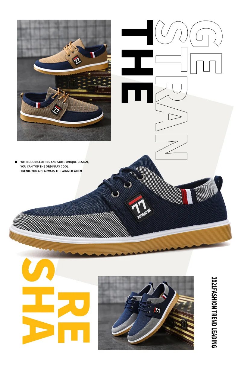 New Men's Canvas Shoes Lightweight Sports Shoe Casual Mesh Breathable Vulcanized Shoes for Men Classic Fashion Lace Up Work Shoe