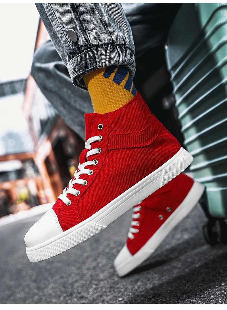 Men Canvas Shoes Summer Classic High Top Men Vulcanized Sneakers Comfortable Men Black Flat Footwear Large Size 39-46