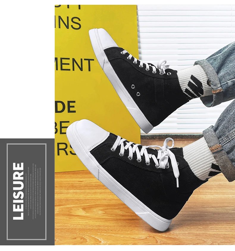 Men Canvas Shoes Summer Classic High Top Men Vulcanized Sneakers Comfortable Men Black Flat Footwear Large Size 39-46