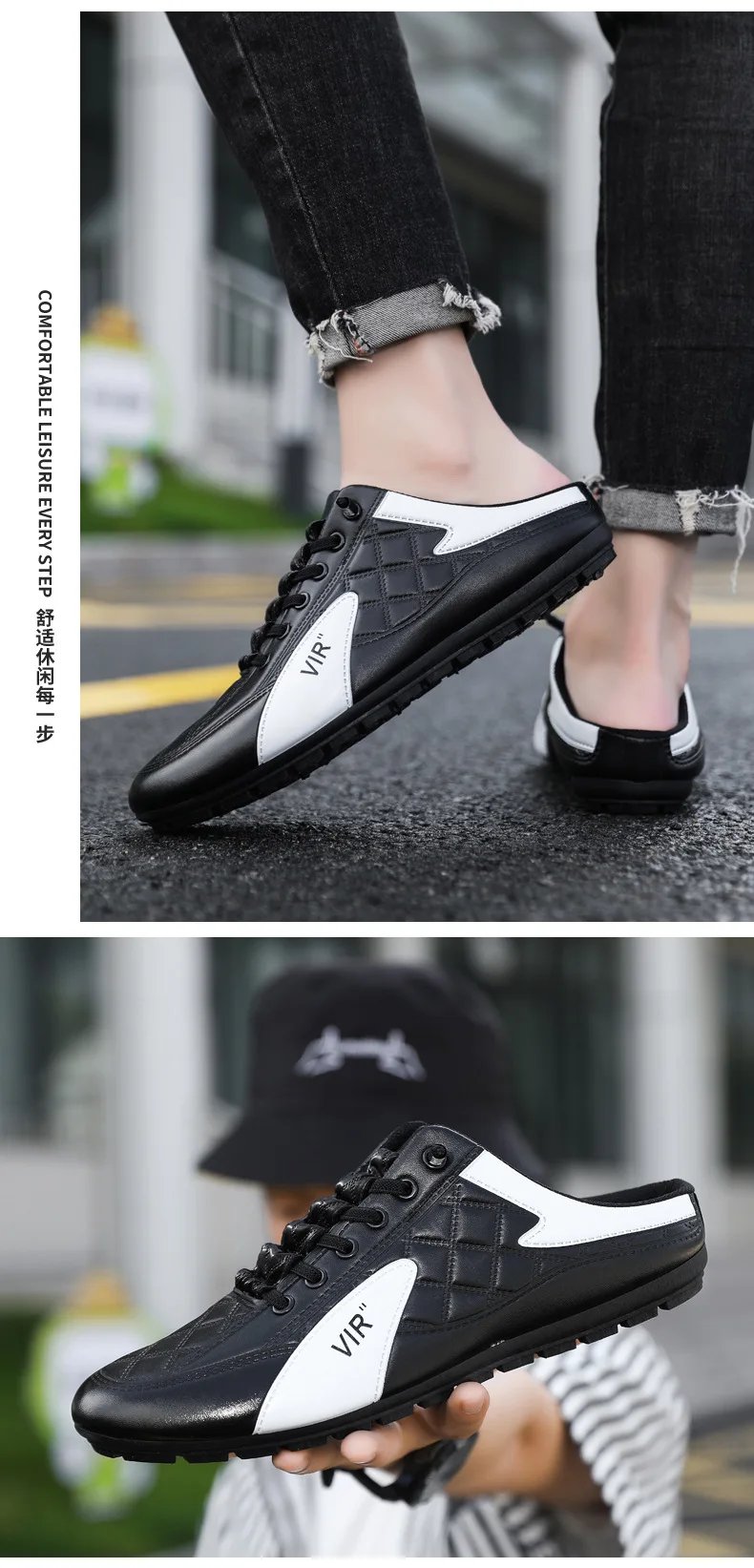 Summer 2023 Half Slippers for Men Trendy Men's Flat Bottom Casual Shoes Soft Sole Support Shoes Men's Sneakers Zapatos De Hombre