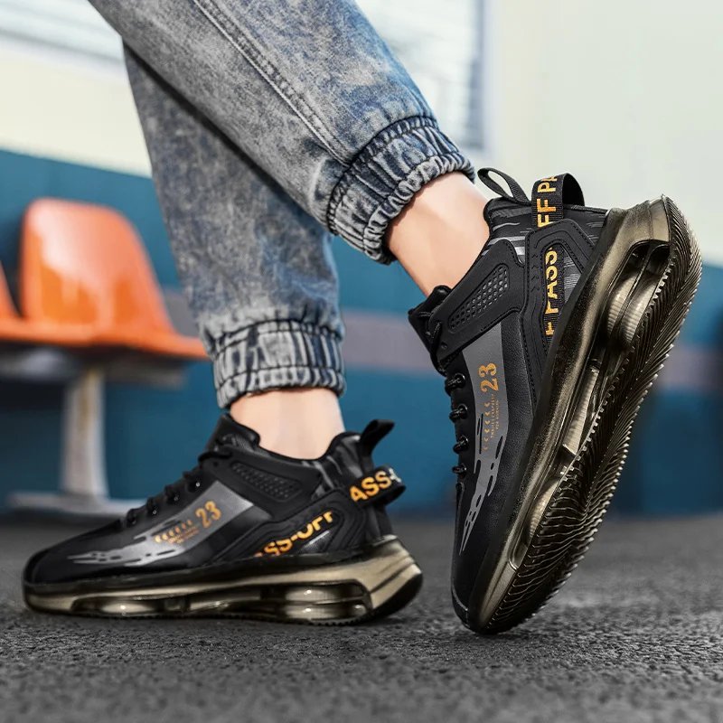 Men Sneakers Running Boots Fashion Outdoor Jogging Sports Shoes Mesh Breathable Cushioning Black Basket Footwear Male Big Size