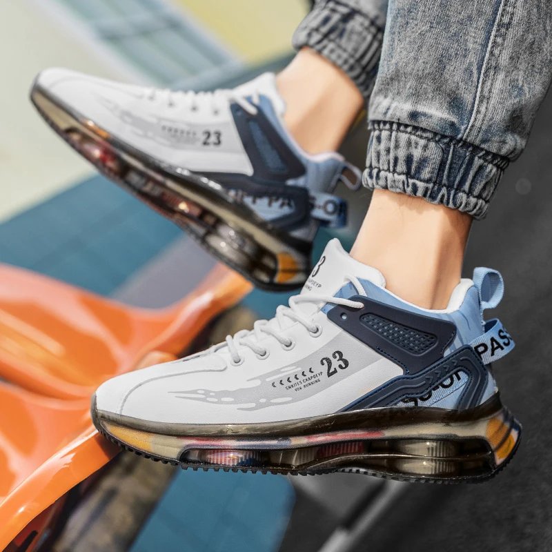 Men Sneakers Running Boots Fashion Outdoor Jogging Sports Shoes Mesh Breathable Cushioning Black Basket Footwear Male Big Size