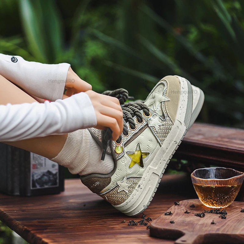 Women Shoes For Men Tennis Retro Y2K Star Punk Hip-hop Skateboard Shoes Fashion Male Sneakers Couples Outdoor Sports Casual Shoe