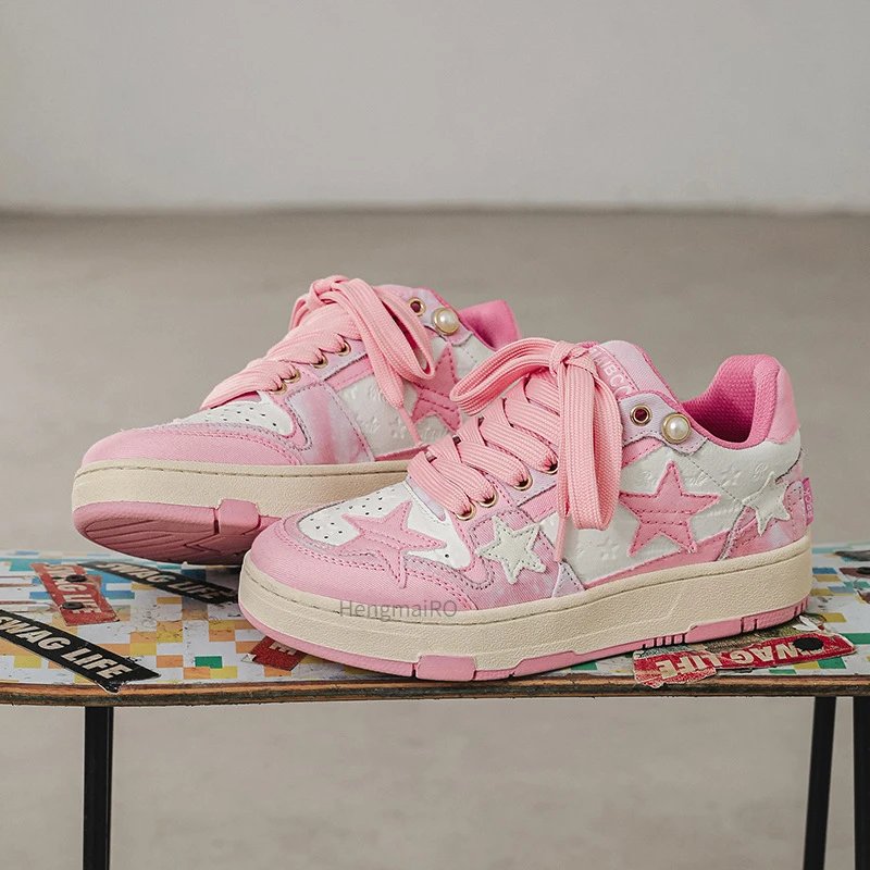 Women Shoes For Men Tennis Retro Y2K Star Punk Hip-hop Skateboard Shoes Fashion Male Sneakers Couples Outdoor Sports Casual Shoe