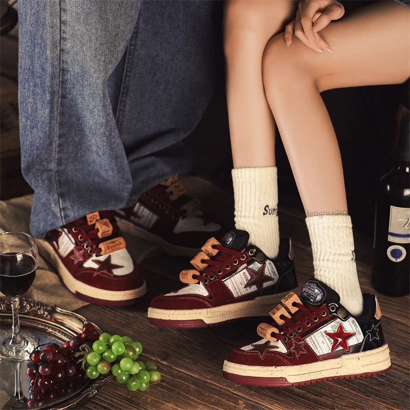 Women Shoes For Men Tennis Retro Y2K Star Punk Hip-hop Skateboard Shoes Fashion Male Sneakers Couples Outdoor Sports Casual Shoe