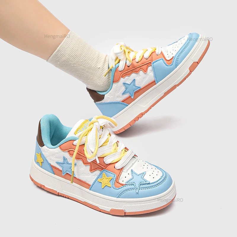 Women Shoes For Men Tennis Retro Y2K Star Punk Hip-hop Skateboard Shoes Fashion Male Sneakers Couples Outdoor Sports Casual Shoe