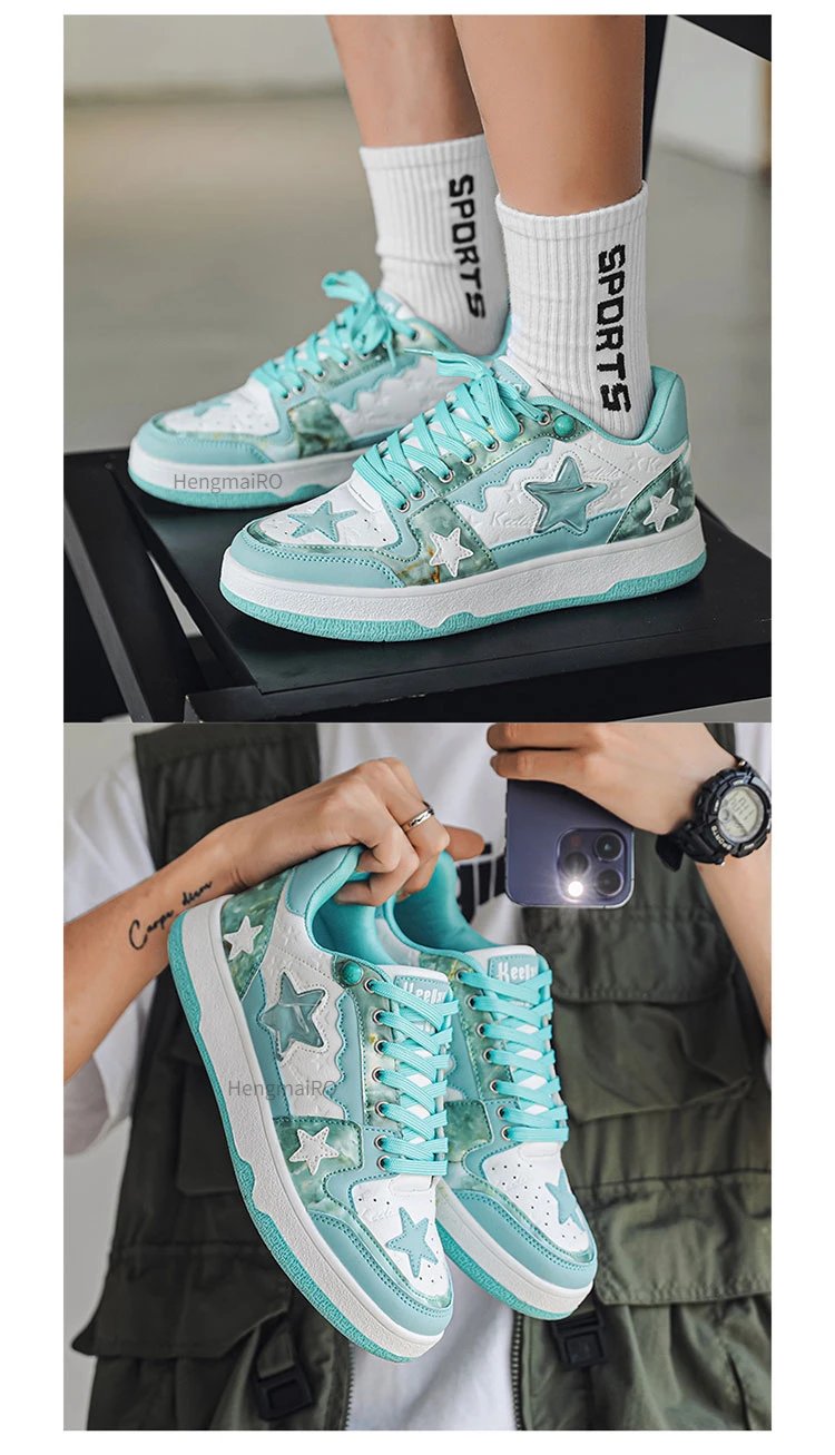 Women Shoes For Men Tennis Retro Y2K Star Punk Hip-hop Skateboard Shoes Fashion Male Sneakers Couples Outdoor Sports Casual Shoe