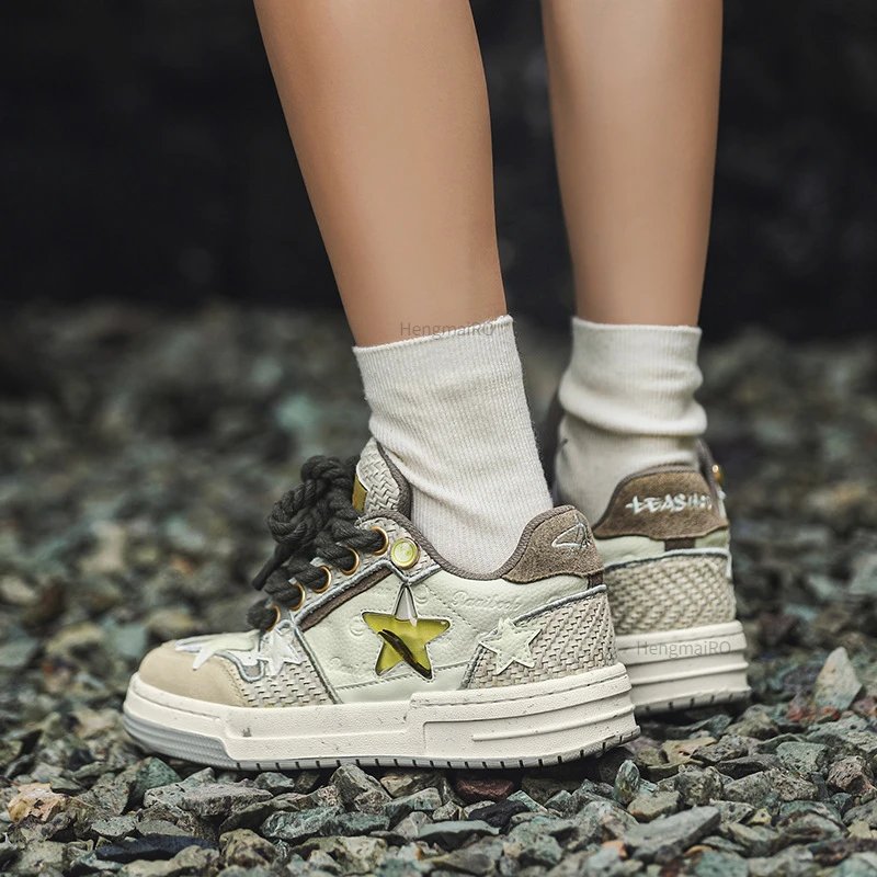 Women Shoes For Men Tennis Retro Y2K Star Punk Hip-hop Skateboard Shoes Fashion Male Sneakers Couples Outdoor Sports Casual Shoe