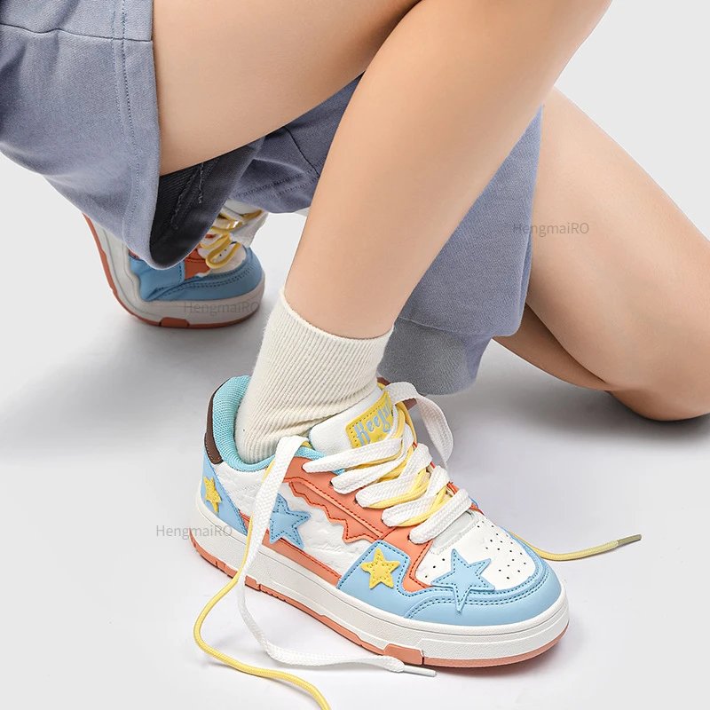 Women Shoes For Men Tennis Retro Y2K Star Punk Hip-hop Skateboard Shoes Fashion Male Sneakers Couples Outdoor Sports Casual Shoe