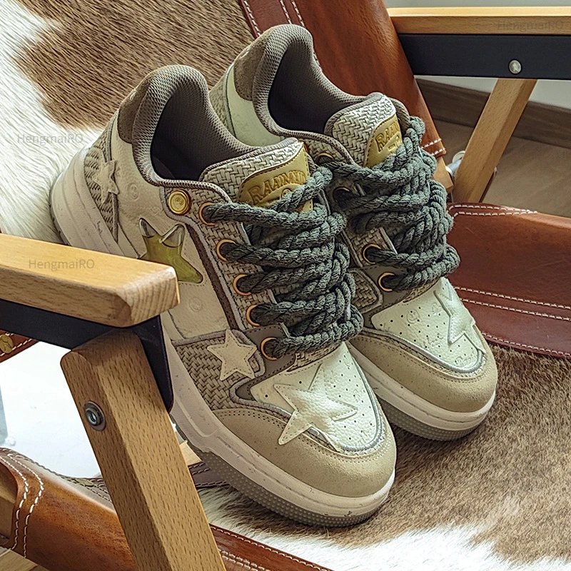 Women Shoes For Men Tennis Retro Y2K Star Punk Hip-hop Skateboard Shoes Fashion Male Sneakers Couples Outdoor Sports Casual Shoe