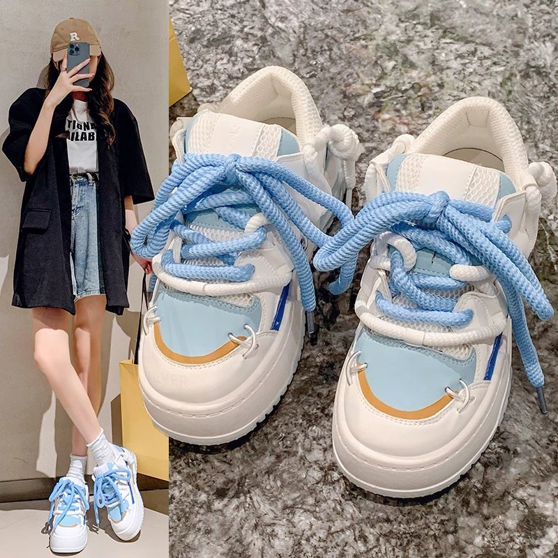 Wide Sole Women Chunky Sneakers Design Bread Shoes Women Platform Comfortable Fashion Sports Shoes Woman Zapatillas De Mujer