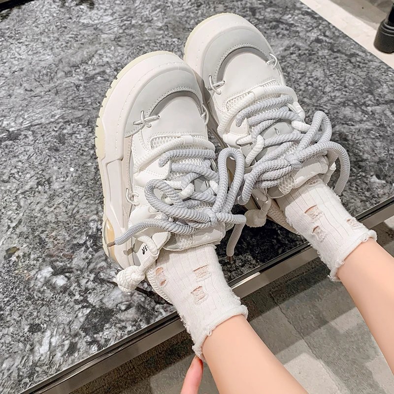 Wide Sole Women Chunky Sneakers Design Bread Shoes Women Platform Comfortable Fashion Sports Shoes Woman Zapatillas De Mujer