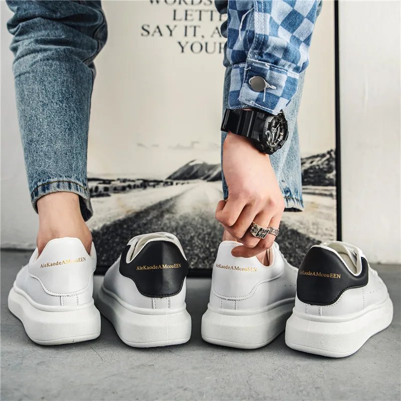 Men's Classic White Casual Sports Shoes Lace up Running Shoes Fashion Board Shoes Outdoor Lightweight Platform Women Sneakers