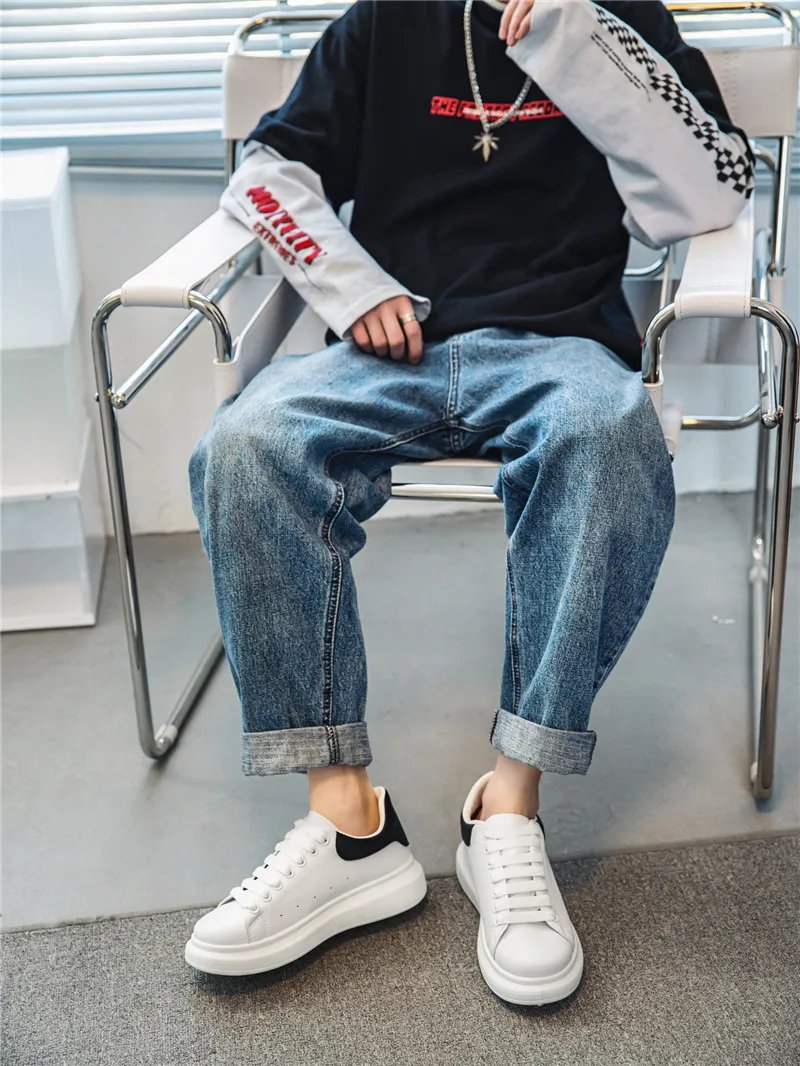 Men's Classic White Casual Sports Shoes Lace up Running Shoes Fashion Board Shoes Outdoor Lightweight Platform Women Sneakers