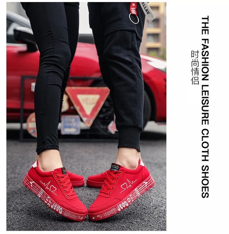 Sneakers Women's Heart Embroidery Lace-up Platform Women Vulcanized Shoes Sneakers Casual Shoes Graffiti Flat Zapatos Hombe
