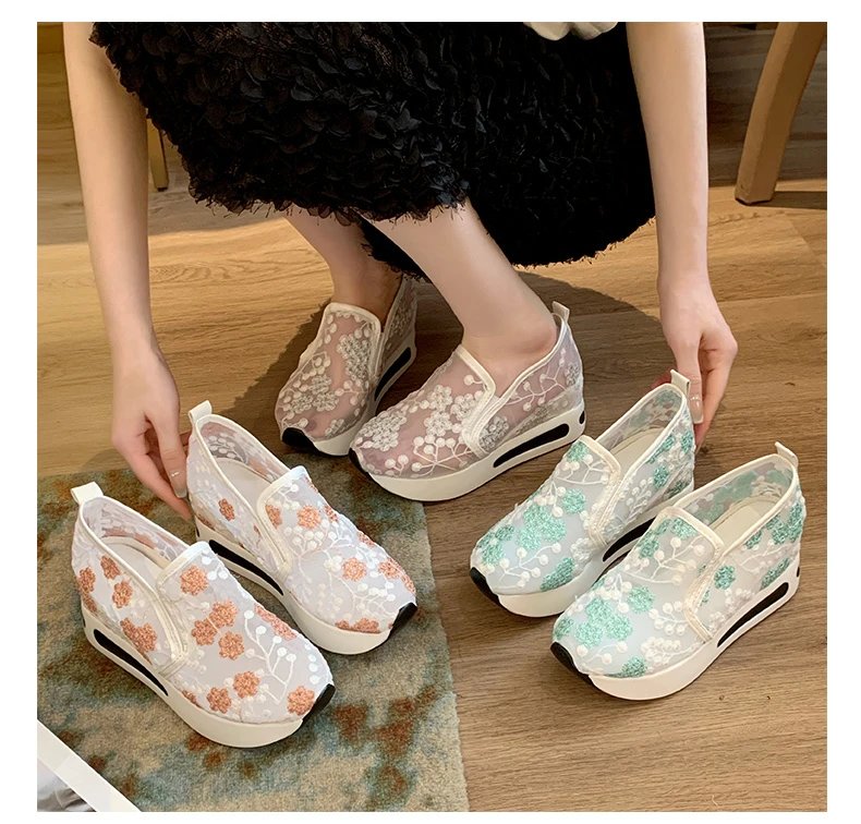 Woman Tennis Flat Ladies Casual Light Moccasins Sneaker Sports Slip-on Loafers Platform Comfortable Elegant Summer Cute Shoes
