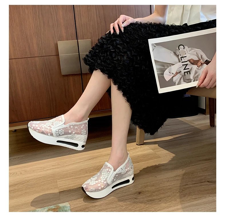 Woman Tennis Flat Ladies Casual Light Moccasins Sneaker Sports Slip-on Loafers Platform Comfortable Elegant Summer Cute Shoes
