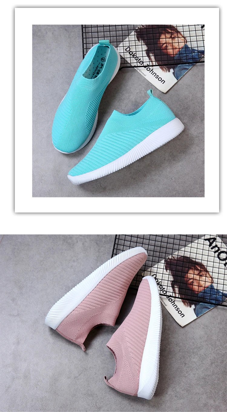 Women Casual Sport Sneaker Tennis Female Athletic Loafers Running Shoes Fabric Flat Shoes Slip-on Trend 2023 Footwear Girl 42 43