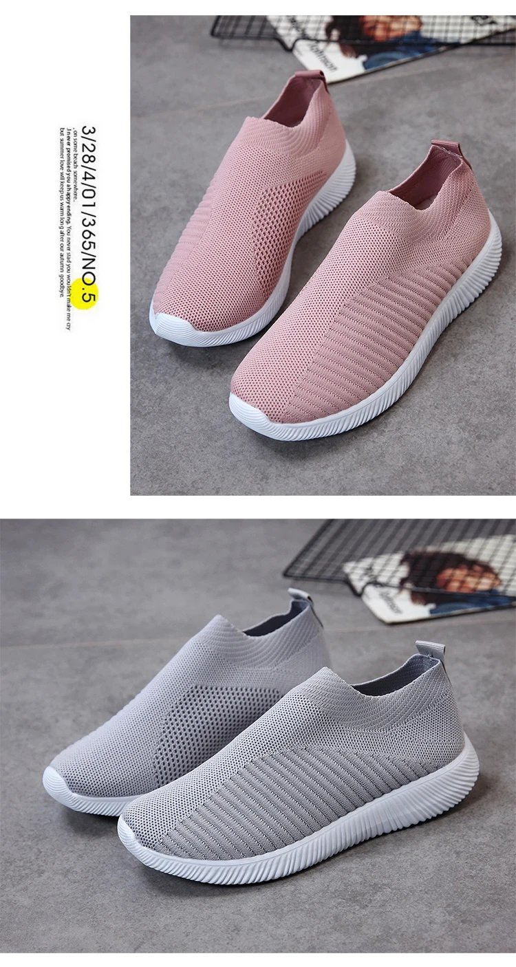 Women Casual Sport Sneaker Tennis Female Athletic Loafers Running Shoes Fabric Flat Shoes Slip-on Trend 2023 Footwear Girl 42 43