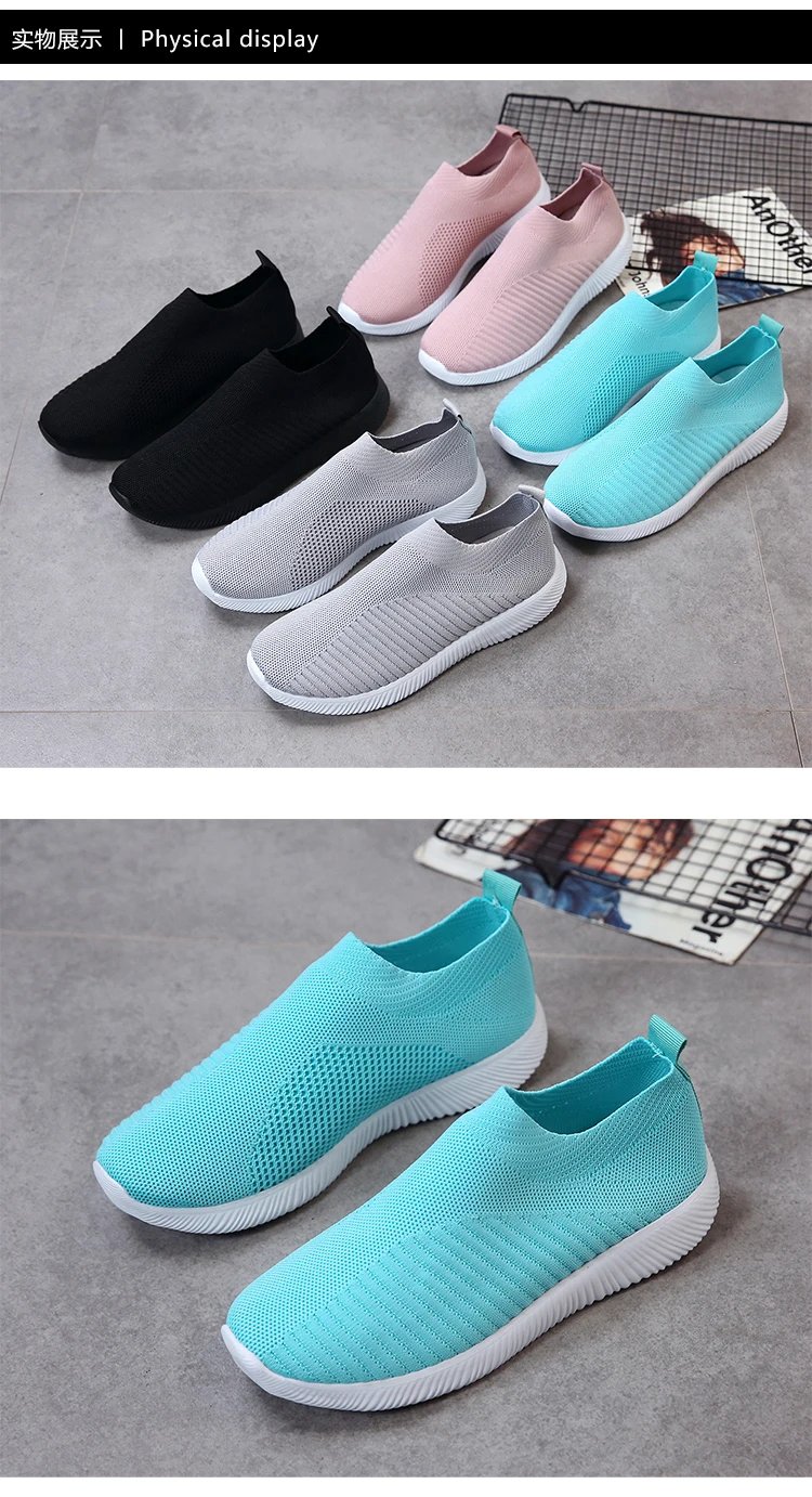 Women Casual Sport Sneaker Tennis Female Athletic Loafers Running Shoes Fabric Flat Shoes Slip-on Trend 2023 Footwear Girl 42 43
