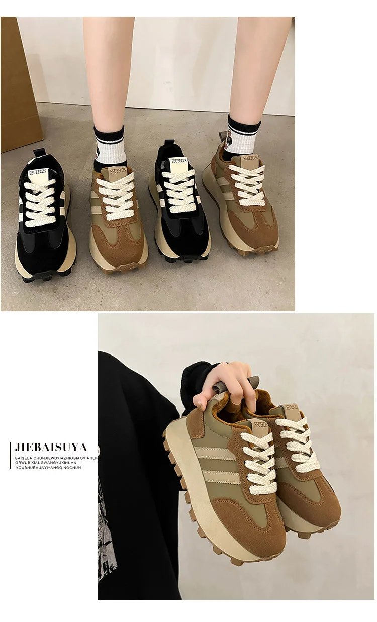 Sneakers Shoes Women 2023 Autumn New Vintage Versatile Casual Lightweight Thick Sole Dad's Shoes Platform Shoes
