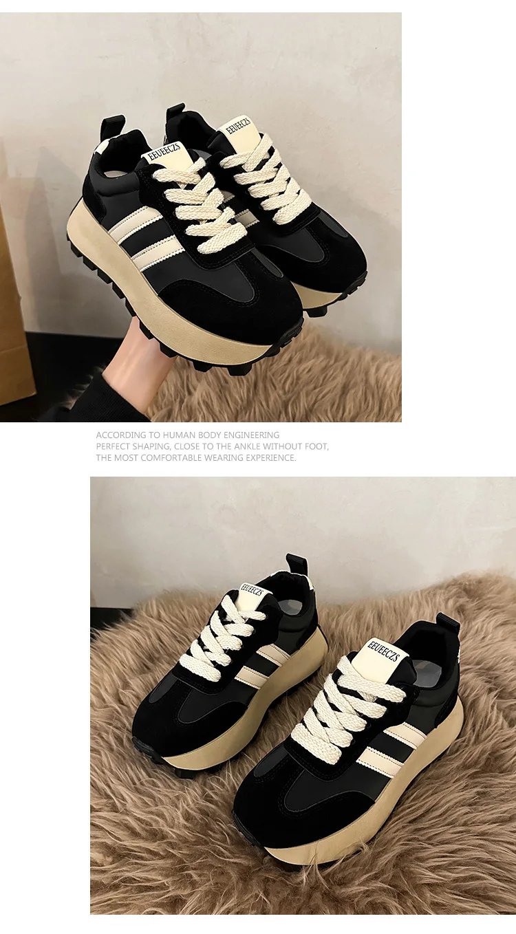 Sneakers Shoes Women 2023 Autumn New Vintage Versatile Casual Lightweight Thick Sole Dad's Shoes Platform Shoes