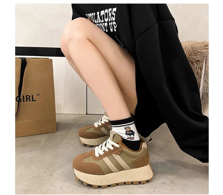 Sneakers Shoes Women 2023 Autumn New Vintage Versatile Casual Lightweight Thick Sole Dad's Shoes Platform Shoes