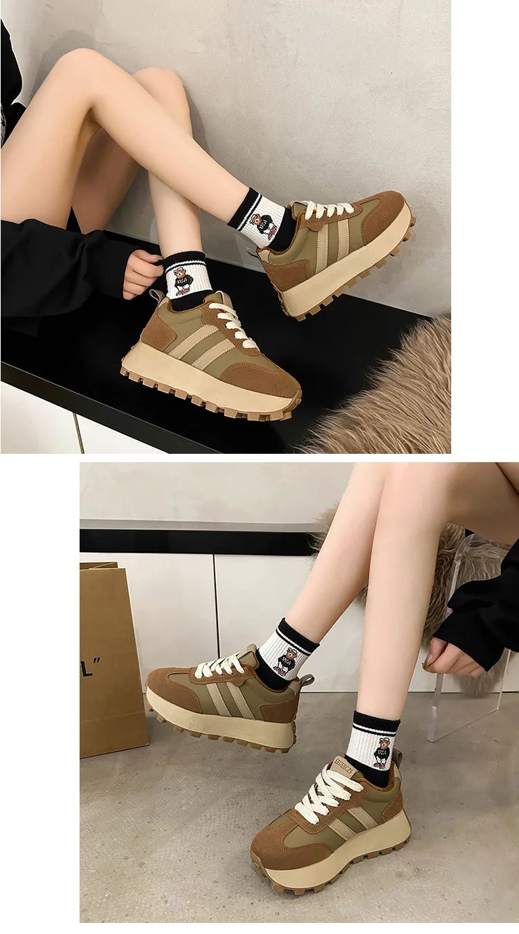 Sneakers Shoes Women 2023 Autumn New Vintage Versatile Casual Lightweight Thick Sole Dad's Shoes Platform Shoes