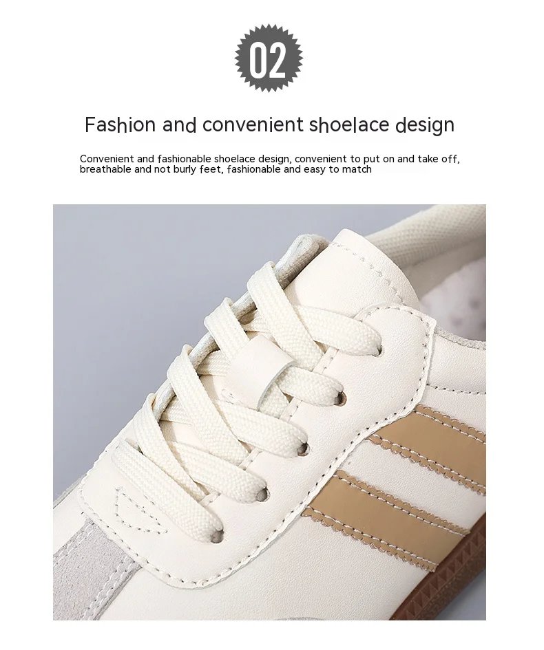 New German training shoes women's leather flat casual board shoes lace-up single shoes flat student sports shoes all match