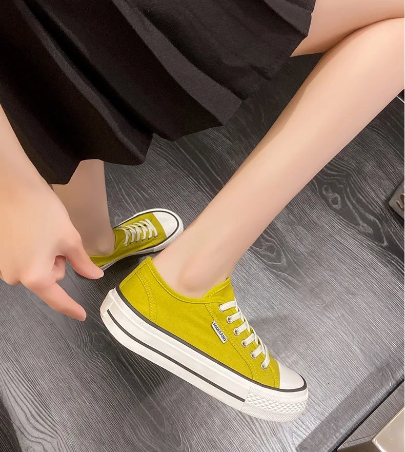 Women's Canvas Shoes Spring Flat Shoes Solid Color Student Sneakers Girls Skateboard Vulcanized Tennis Women 2023 Zapatillas