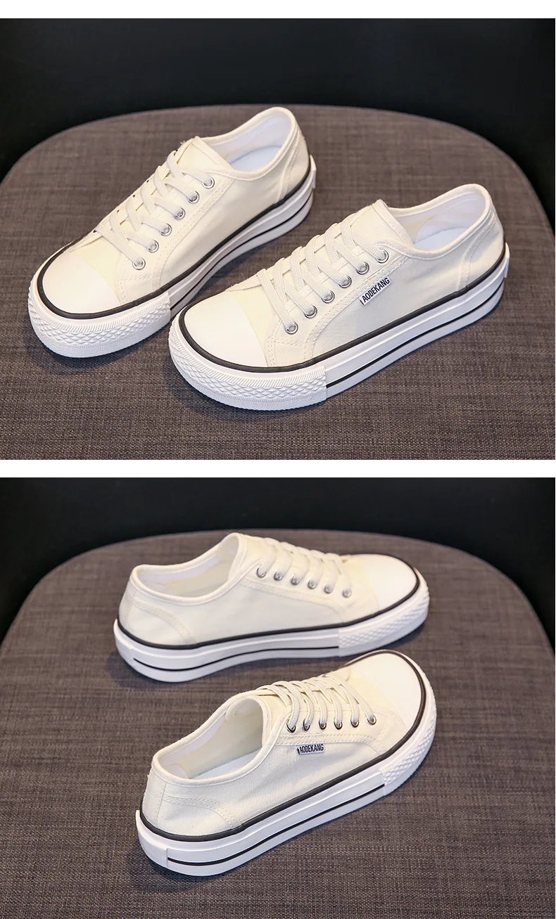 Women's Canvas Shoes Spring Flat Shoes Solid Color Student Sneakers Girls Skateboard Vulcanized Tennis Women 2023 Zapatillas