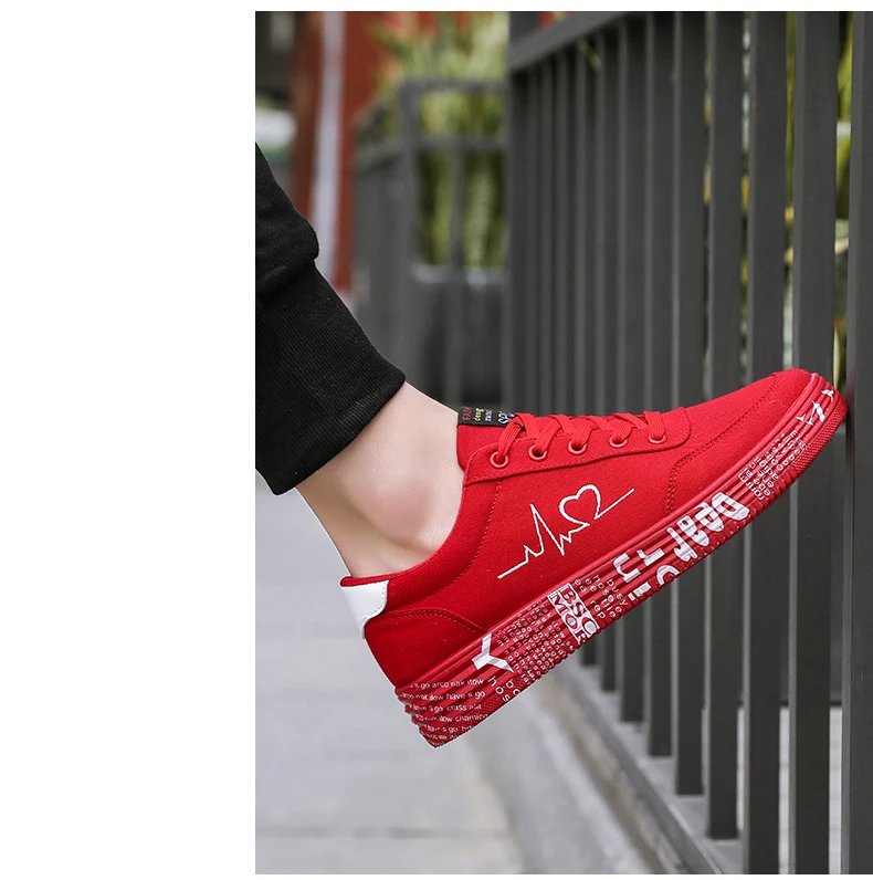 Red High Top Sneakers Women Shoes 2024 Spring Canvas Running Women's Casual Sport Shoes Man Graffiti basket femme Big Size 35-44