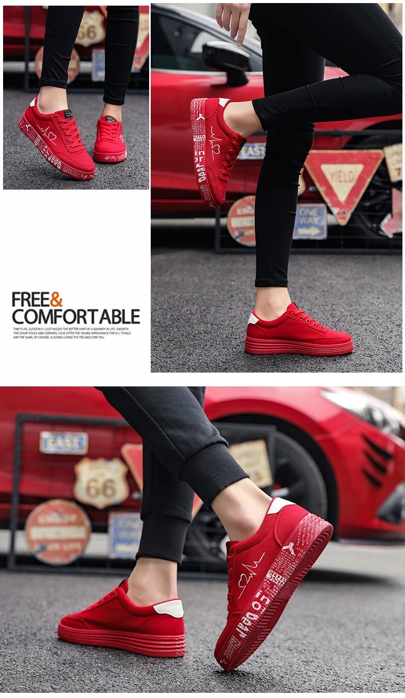Red High Top Sneakers Women Shoes 2024 Spring Canvas Running Women's Casual Sport Shoes Man Graffiti basket femme Big Size 35-44