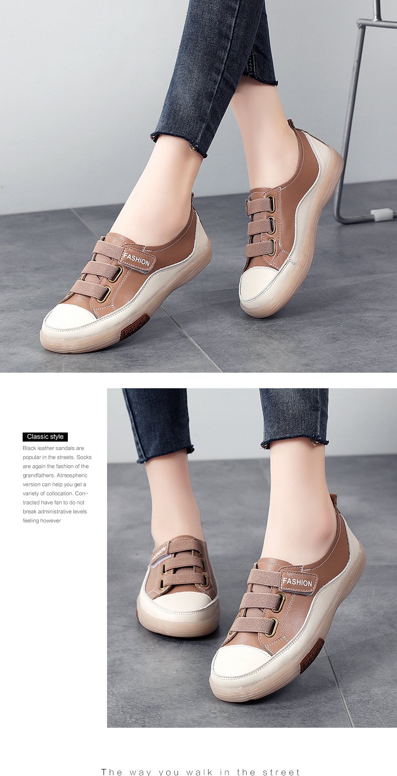 Genuine Leather Women Soft Sole Walking Shoes Girl Student Jooging Sneaker White Black Flats Female Casual Skate Trainers Summer