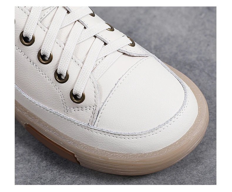 Genuine Leather Women Soft Sole Walking Shoes Girl Student Jooging Sneaker White Black Flats Female Casual Skate Trainers Summer