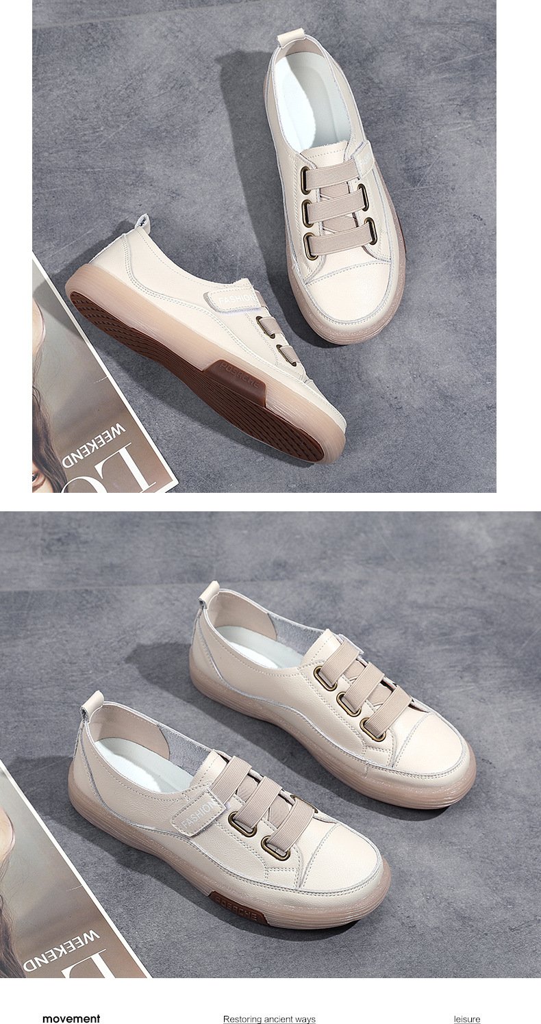 Genuine Leather Women Soft Sole Walking Shoes Girl Student Jooging Sneaker White Black Flats Female Casual Skate Trainers Summer