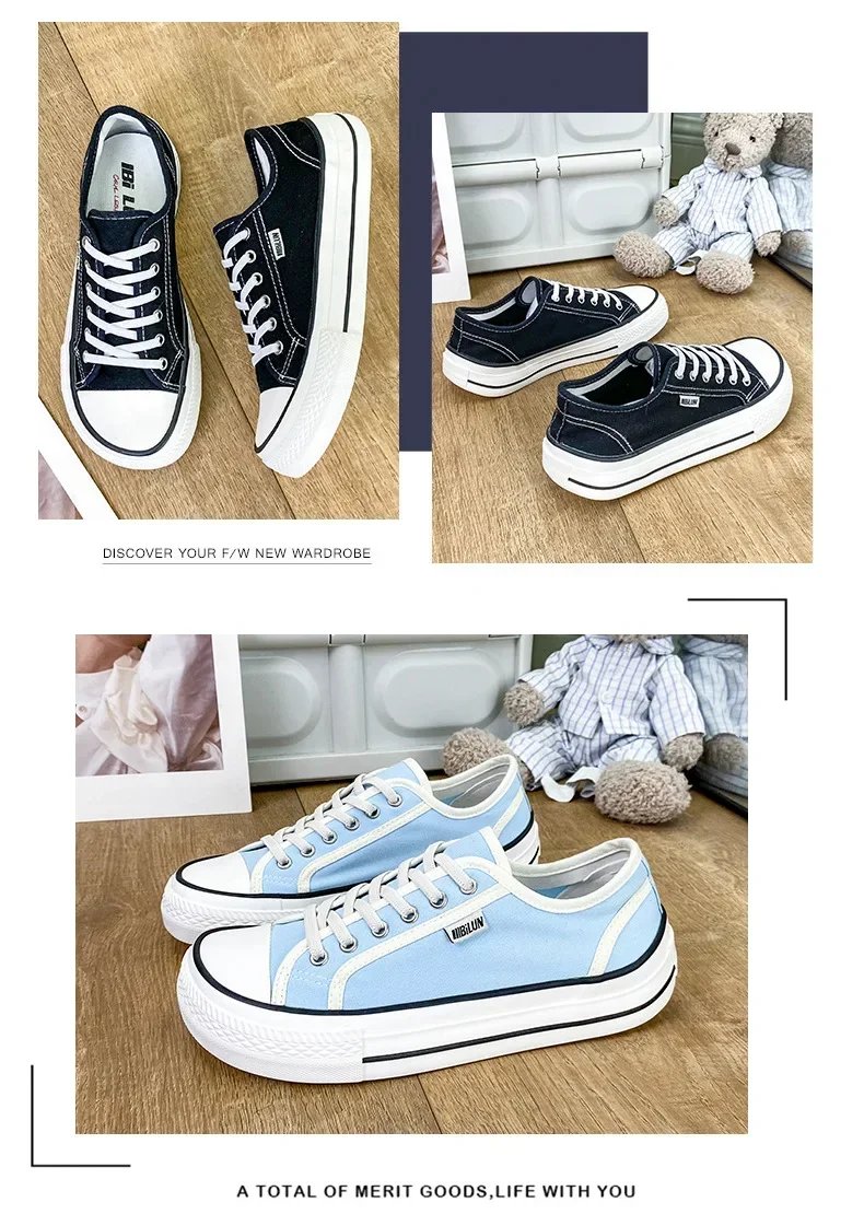 Women's Canvas Shoes 2024 Spring Lace Up Round Toe Causal Flat Shoes Student Sneakers Girls Skateboard Vulcanized Tennis Women