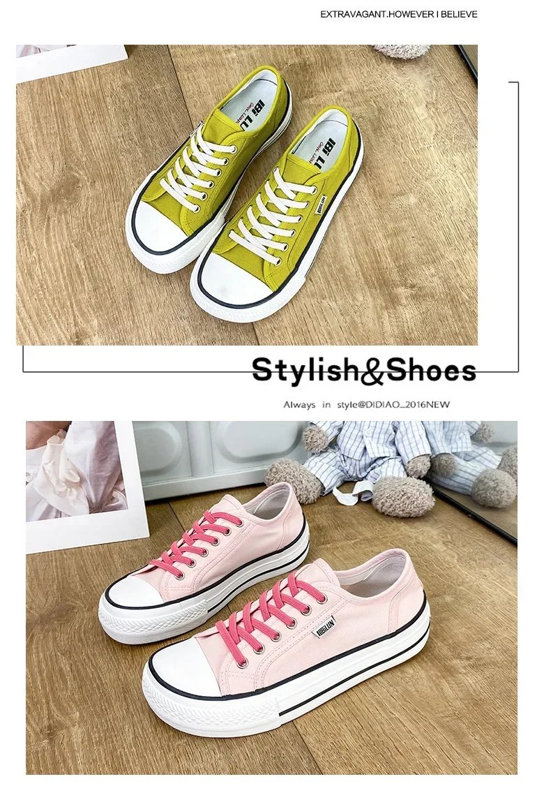 Women's Canvas Shoes 2024 Spring Lace Up Round Toe Causal Flat Shoes Student Sneakers Girls Skateboard Vulcanized Tennis Women
