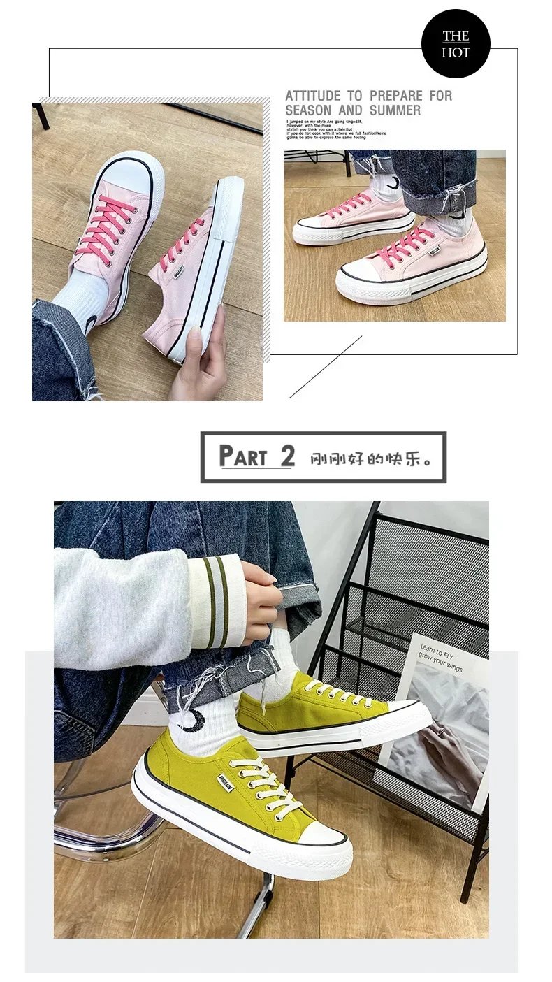 Women's Canvas Shoes 2024 Spring Lace Up Round Toe Causal Flat Shoes Student Sneakers Girls Skateboard Vulcanized Tennis Women
