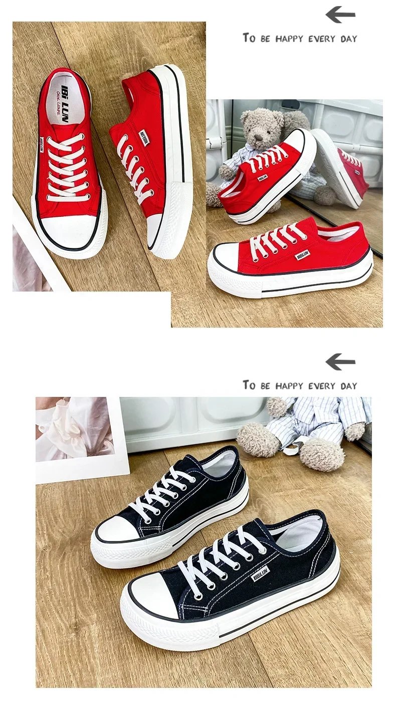 Women's Canvas Shoes 2024 Spring Lace Up Round Toe Causal Flat Shoes Student Sneakers Girls Skateboard Vulcanized Tennis Women