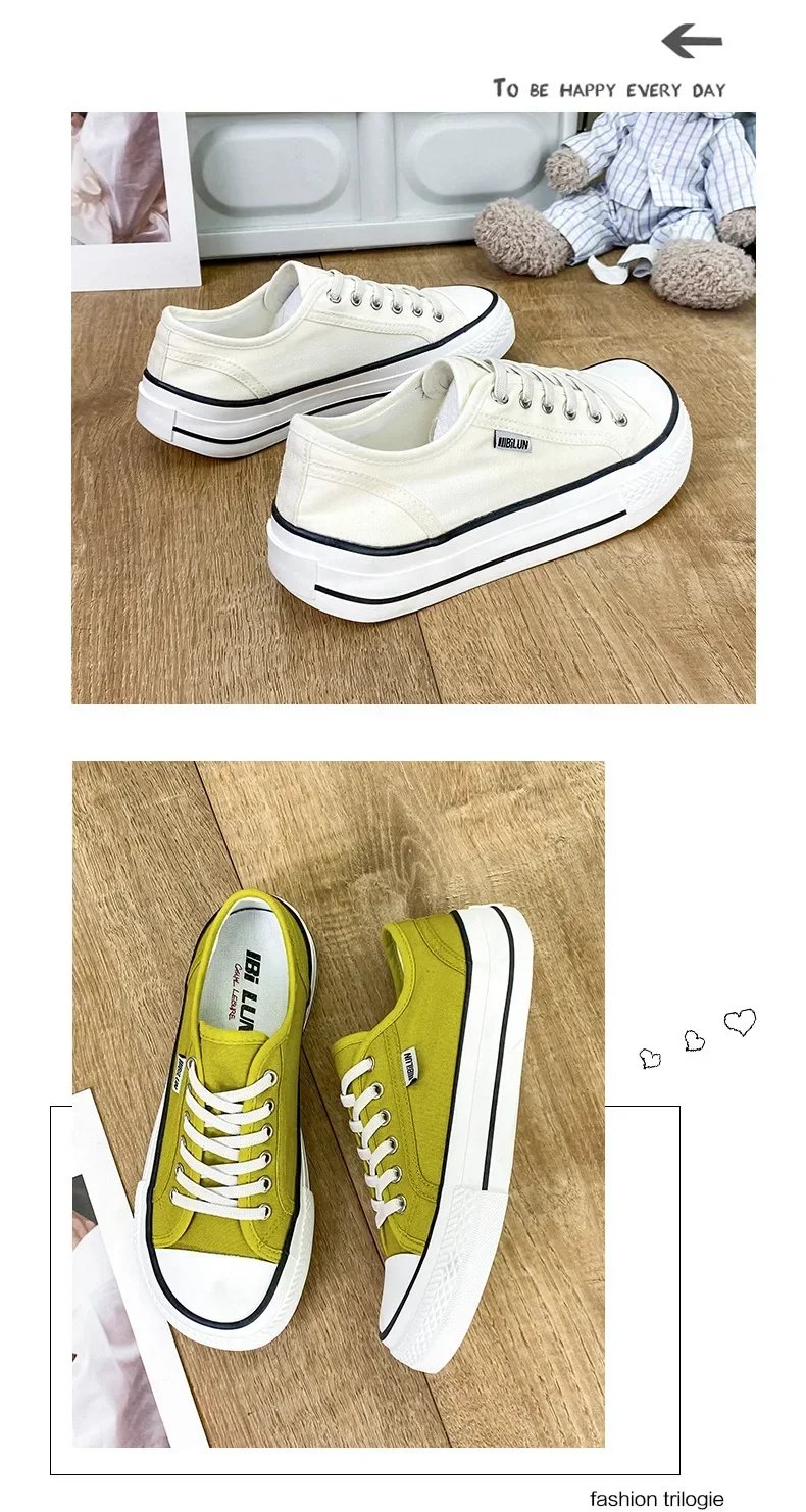 Women's Canvas Shoes 2024 Spring Lace Up Round Toe Causal Flat Shoes Student Sneakers Girls Skateboard Vulcanized Tennis Women