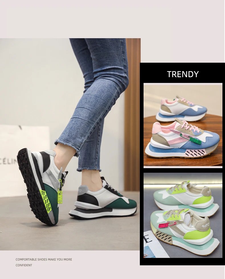 2024 new spring thick soled daddy shoes mesh cloth breathable Forrest Gump shoes student sports casual board shoes women