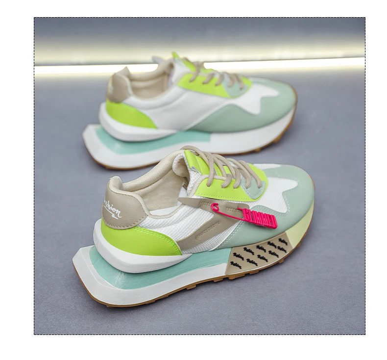 2024 new spring thick soled daddy shoes mesh cloth breathable Forrest Gump shoes student sports casual board shoes women