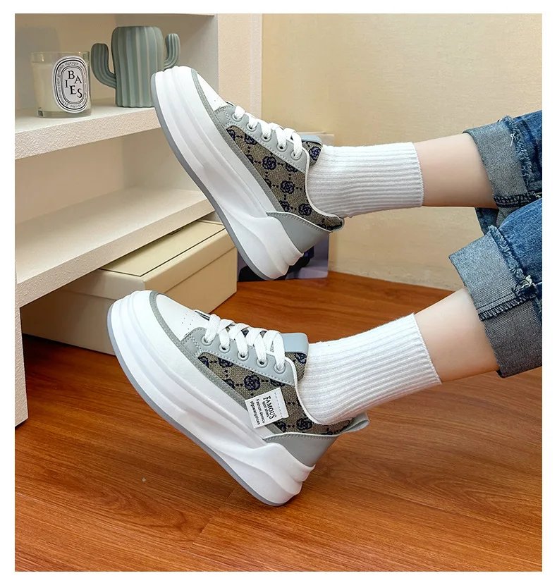 Women's Vulcanized Shoes Lace-up Platform Casual Shoes Breathable Hard-wearing Wedges Lightweight Comfortable Women Sneakers Women's Vulcanized Shoes Lace-up Platform Casual Shoes Breathable Hard-wearing Wedges Lightweight Comfortable Women Sneakers