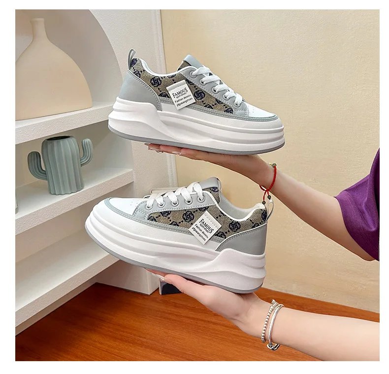 Women's Vulcanized Shoes Lace-up Platform Casual Shoes Breathable Hard-wearing Wedges Lightweight Comfortable Women Sneakers Women's Vulcanized Shoes Lace-up Platform Casual Shoes Breathable Hard-wearing Wedges Lightweight Comfortable Women Sneakers