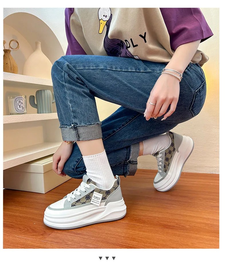 Women's Vulcanized Shoes Lace-up Platform Casual Shoes Breathable Hard-wearing Wedges Lightweight Comfortable Women Sneakers Women's Vulcanized Shoes Lace-up Platform Casual Shoes Breathable Hard-wearing Wedges Lightweight Comfortable Women Sneakers