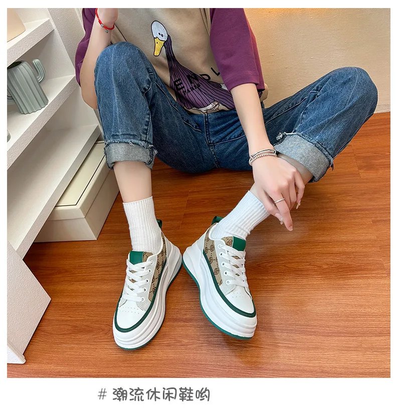 Women's Vulcanized Shoes Lace-up Platform Casual Shoes Breathable Hard-wearing Wedges Lightweight Comfortable Women Sneakers Women's Vulcanized Shoes Lace-up Platform Casual Shoes Breathable Hard-wearing Wedges Lightweight Comfortable Women Sneakers