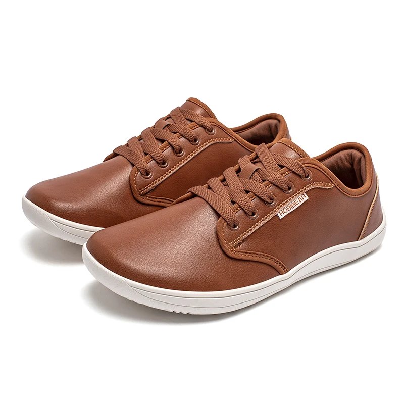 Wide Barefoot Leather Shoes for Unisex Minimalist Zero Drop Shoes Fashion Sneakers