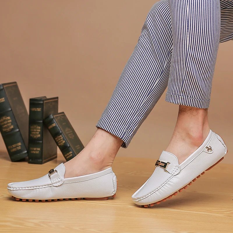 Loafers Men Handmade Leather Loafer Casual Driving Flats Slip-on Shoes Luxury Comfy Moccasins White Loafers Shoes for Men