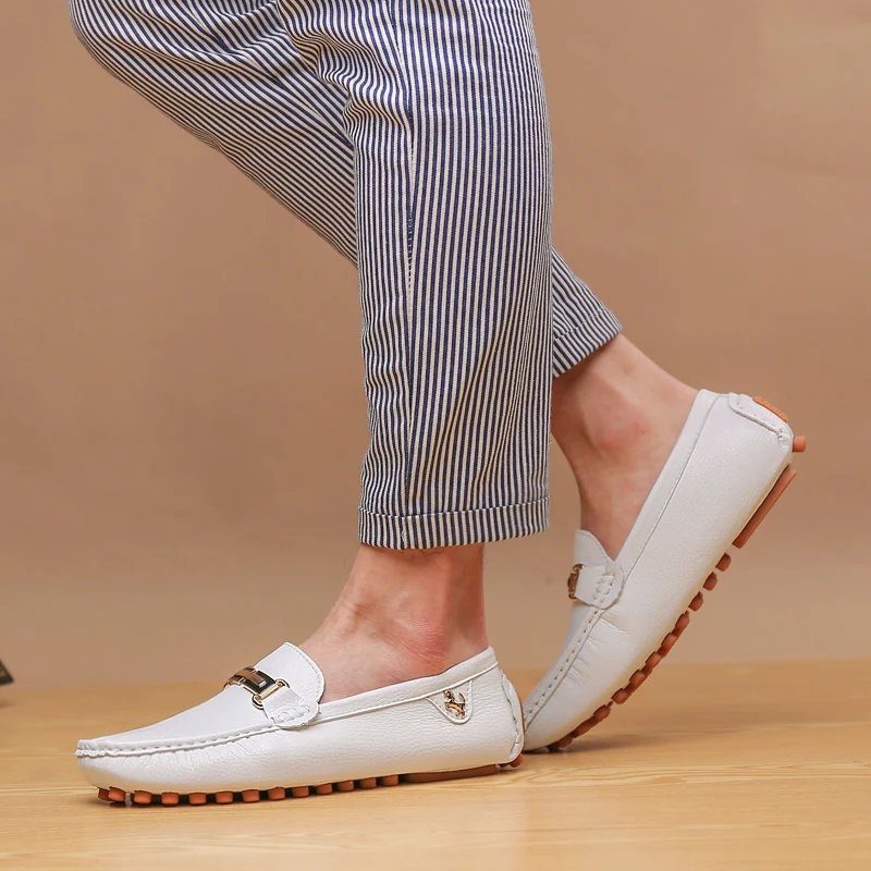 Loafers Men Handmade Leather Loafer Casual Driving Flats Slip-on Shoes Luxury Comfy Moccasins White Loafers Shoes for Men